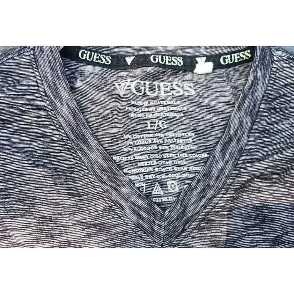 Guess Jeans Logo Shirt Men's L Gray /Black - Picture 4 of 6